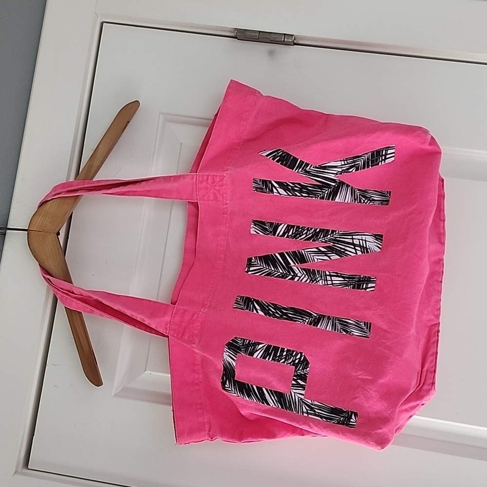 VINTAGE....PINK Victoria's Secret neon pink canvas beach bag!
